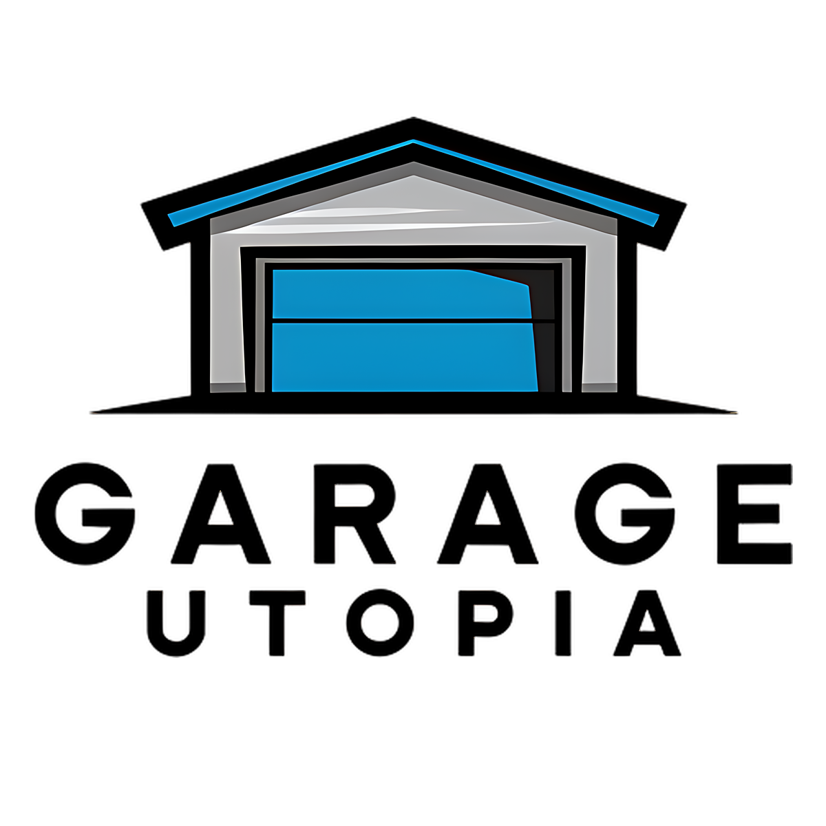 Garage utopia logo featuring garage and name