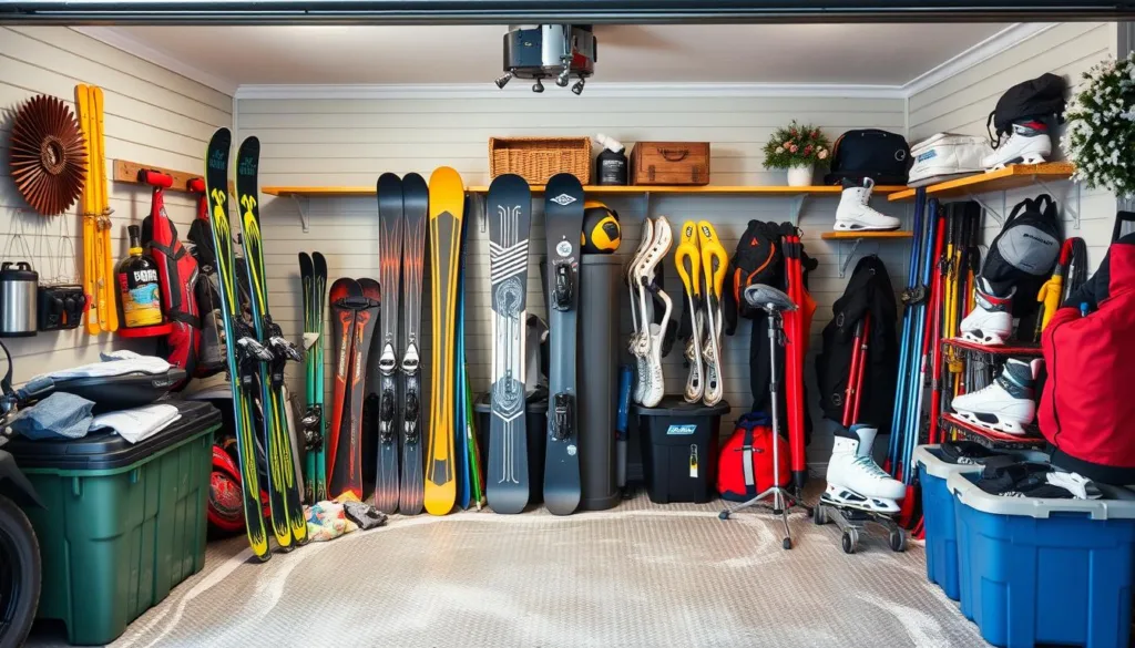 garage storage for winter sports equipment