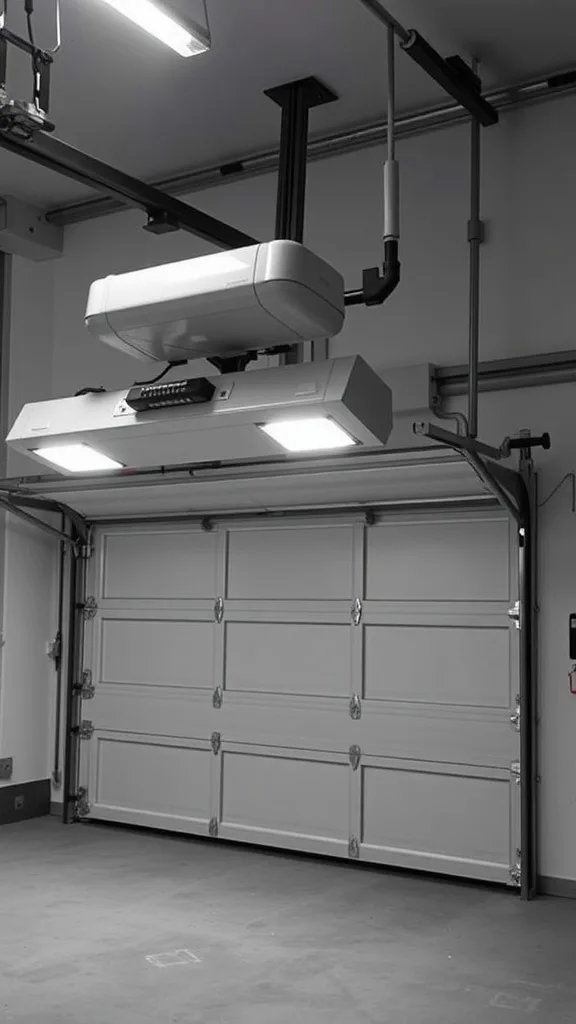 Modern garage door opener installed in a garage