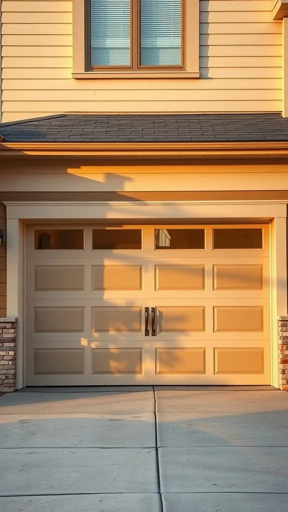 Two-tone garage door with horizontal windows in a stylish design