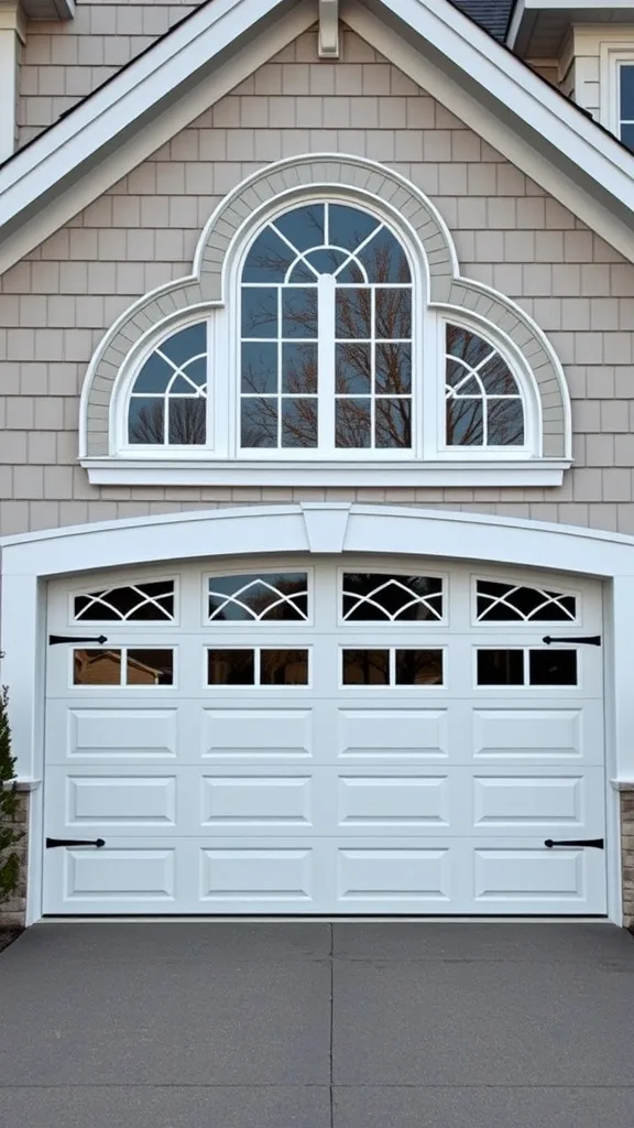 Vinyl garage door with arched windows and a stylish design