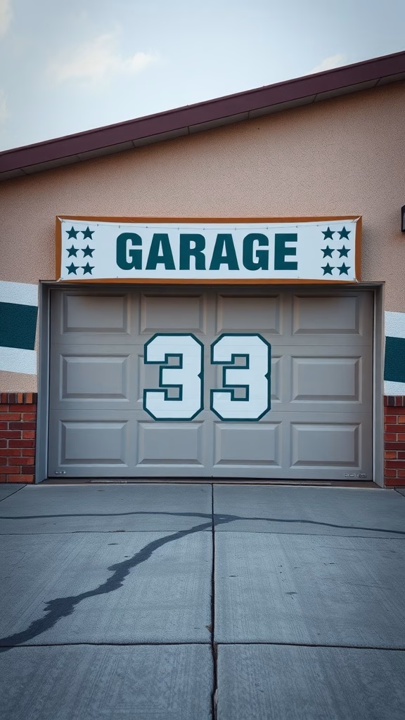 Customized garage signage with the word GARAGE and the number 33.