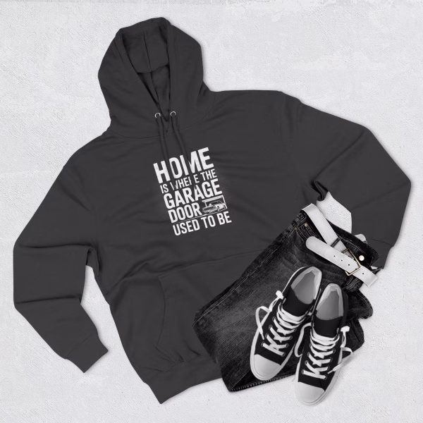 Home Garage Door Fleece Hoodie, Cozy Sweatshirt for Home Lovers, Housewarming Gift, Everyday Comfort, Funny Quote Hoodie - Image 2
