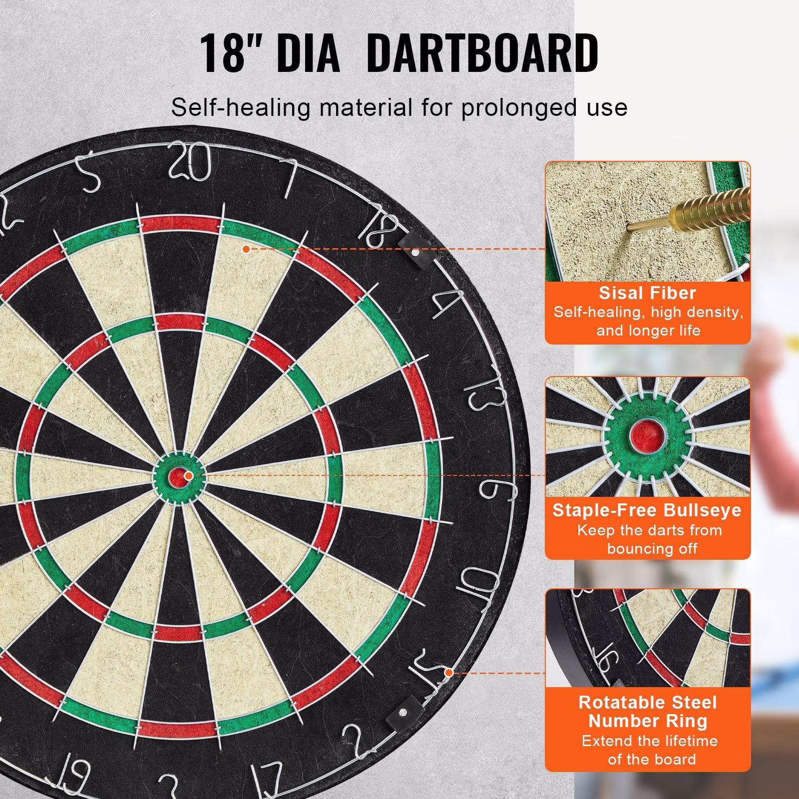 Dartboard Cabinet Set with Official Size Sisal Dartboard | Complete Steel Tip Darts & Scoreboard Kit for Garage Game Room
